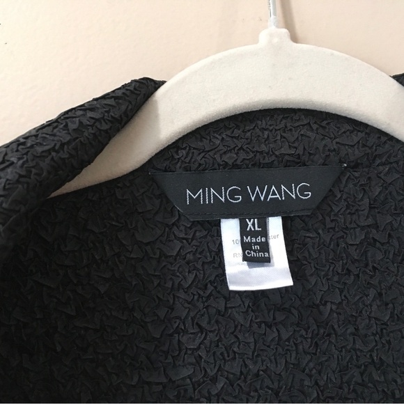 Ming Wang Jacket Woman XL Zebra Grey Black Tunic Topper Crinkle Open Front - Picture 5 of 5